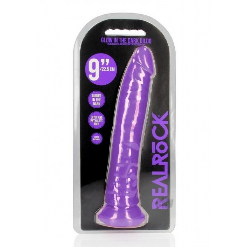 Realrock Slim Dildo 9 Gitd Purple - Shots America Llc