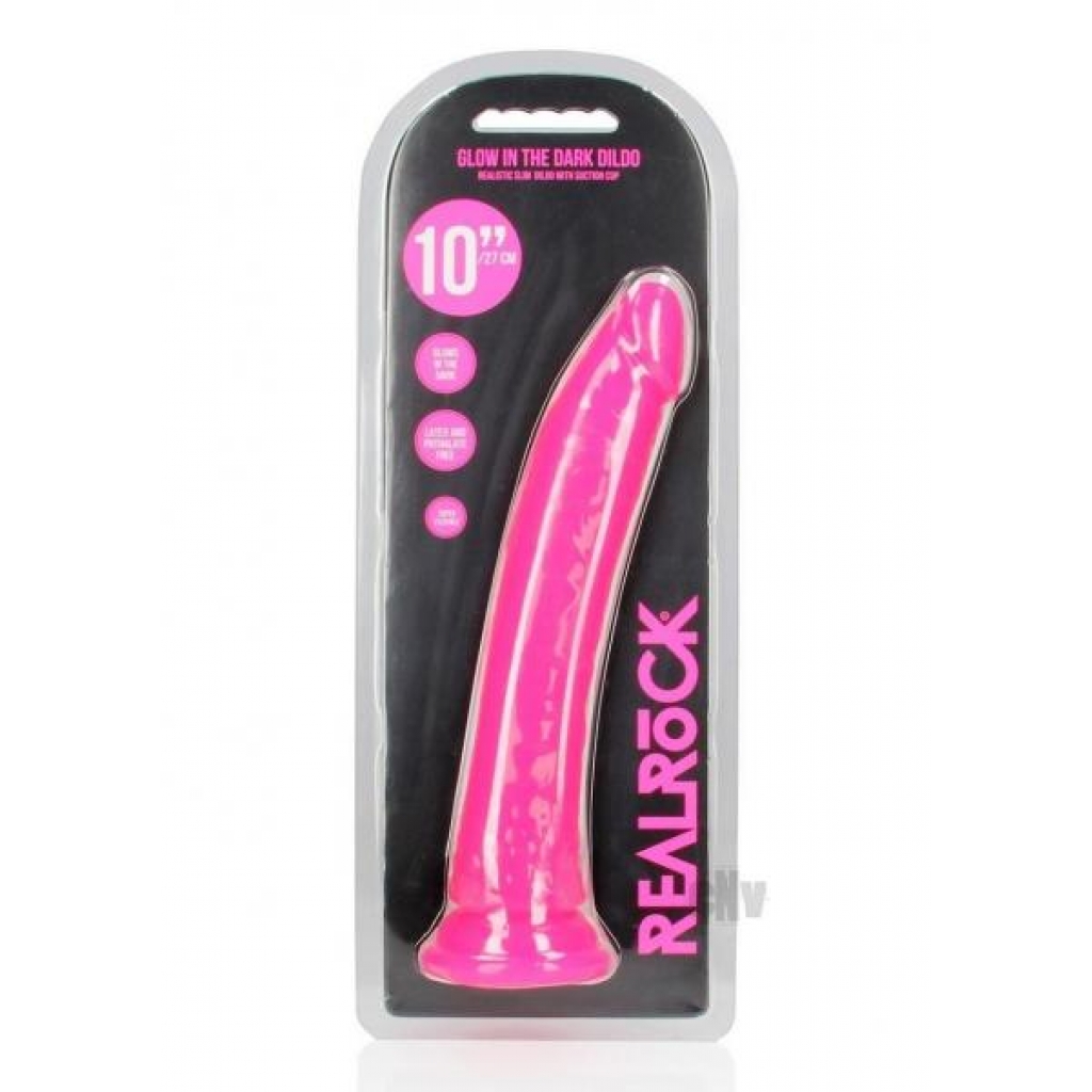 Realrock Slim Dildo 10 Gitd Pink - Shots America Llc