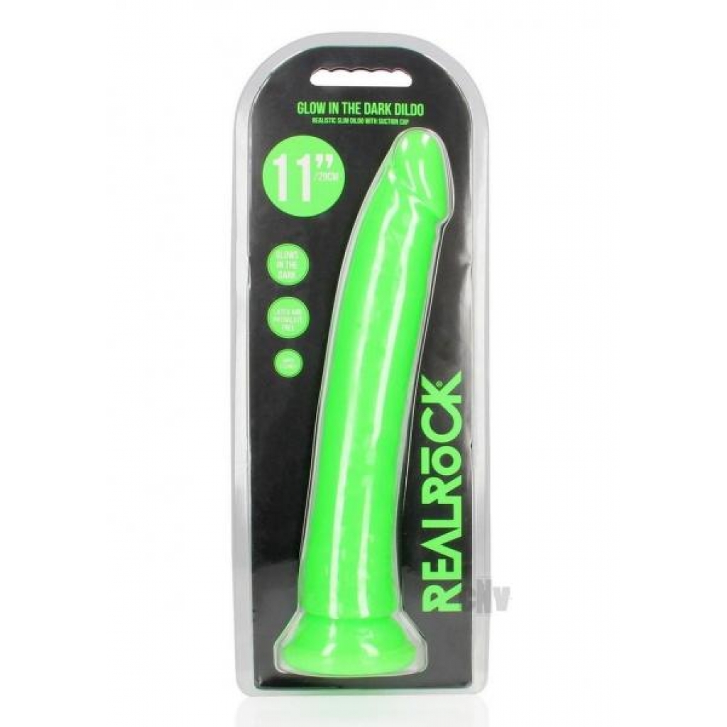 Realrock Slim Dildo 11 GITD - Green