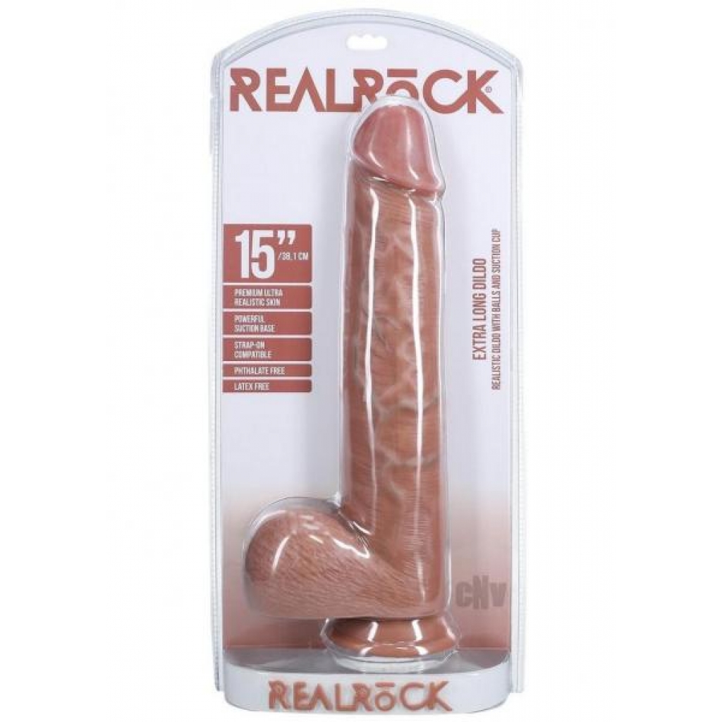 RealRock XL Straight Dildo with Balls - Tan