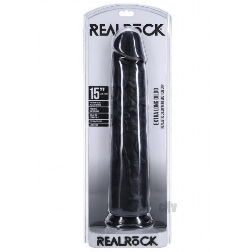 Realrock Xl Straight 15 Black - Shots America Llc