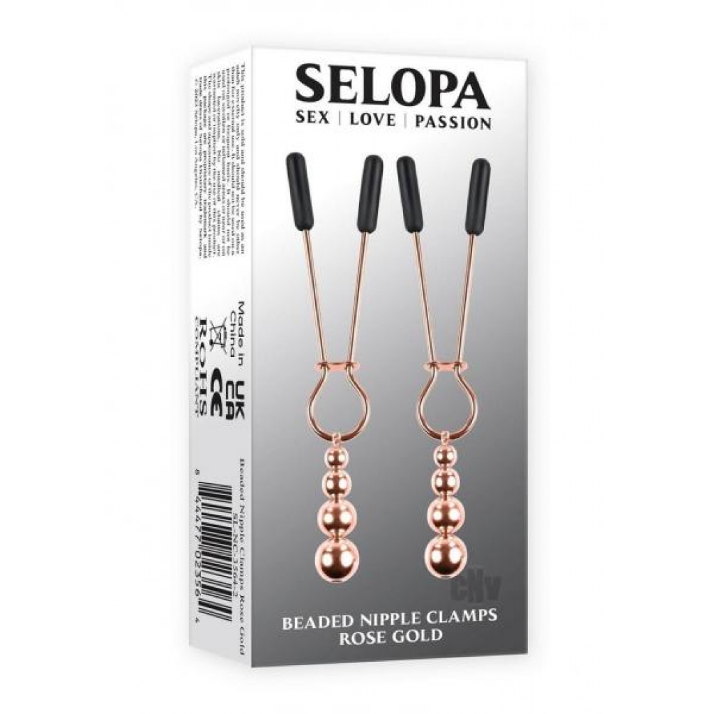 Selopa Beaded Nipple Clamps Rose Gld - Evolved Novelties