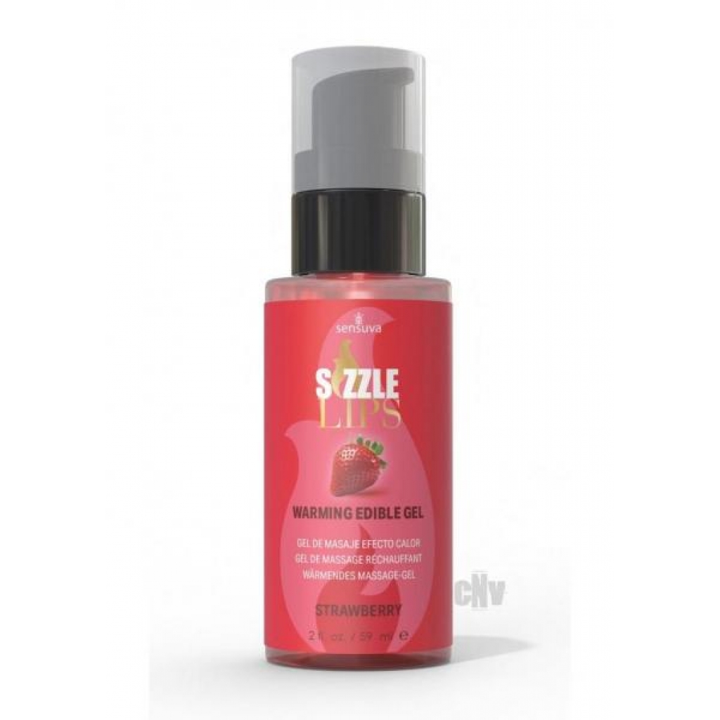 Sizzle Lips Warming Gel Strawberry 2oz - Sensuva Organics