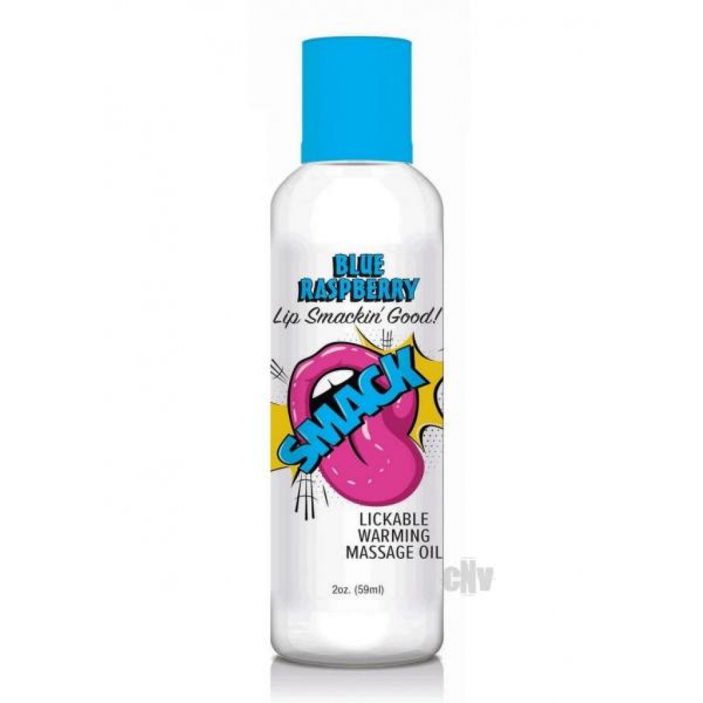 Smack Massage Oil Blue Raspberry 2oz - Little Genie Productions Llc.