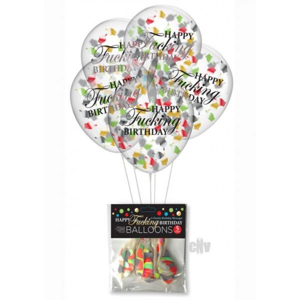 Happy Fn Birthday Confetti Balloons 5pk - Little Genie Productions Llc.