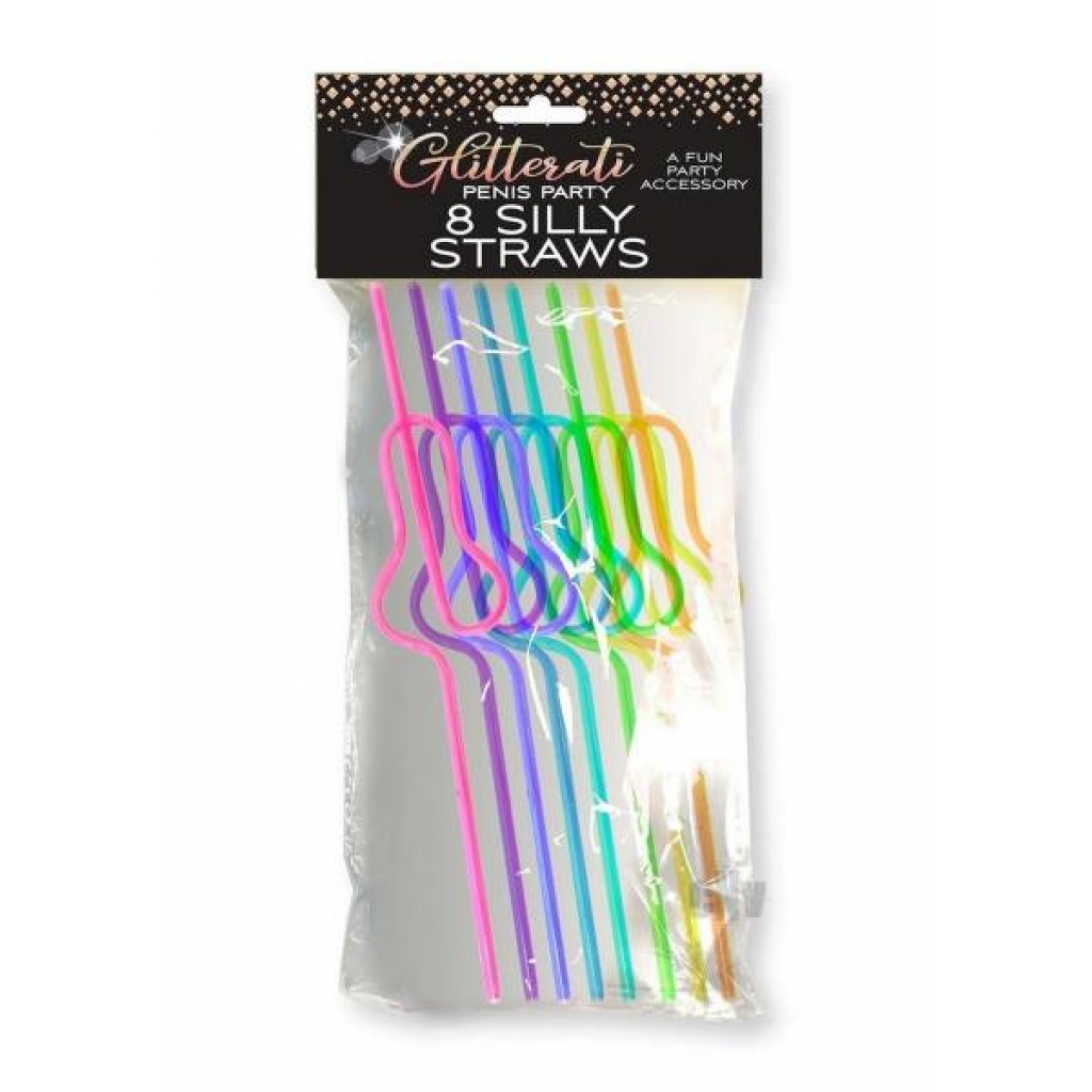 Glitterati Silly Penis Straws 8pc - Little Genie Productions Llc.