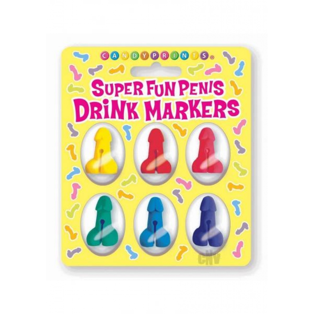 Cp Super Fun Penis Cocktail Markers 6pc - Little Genie Productions Llc.