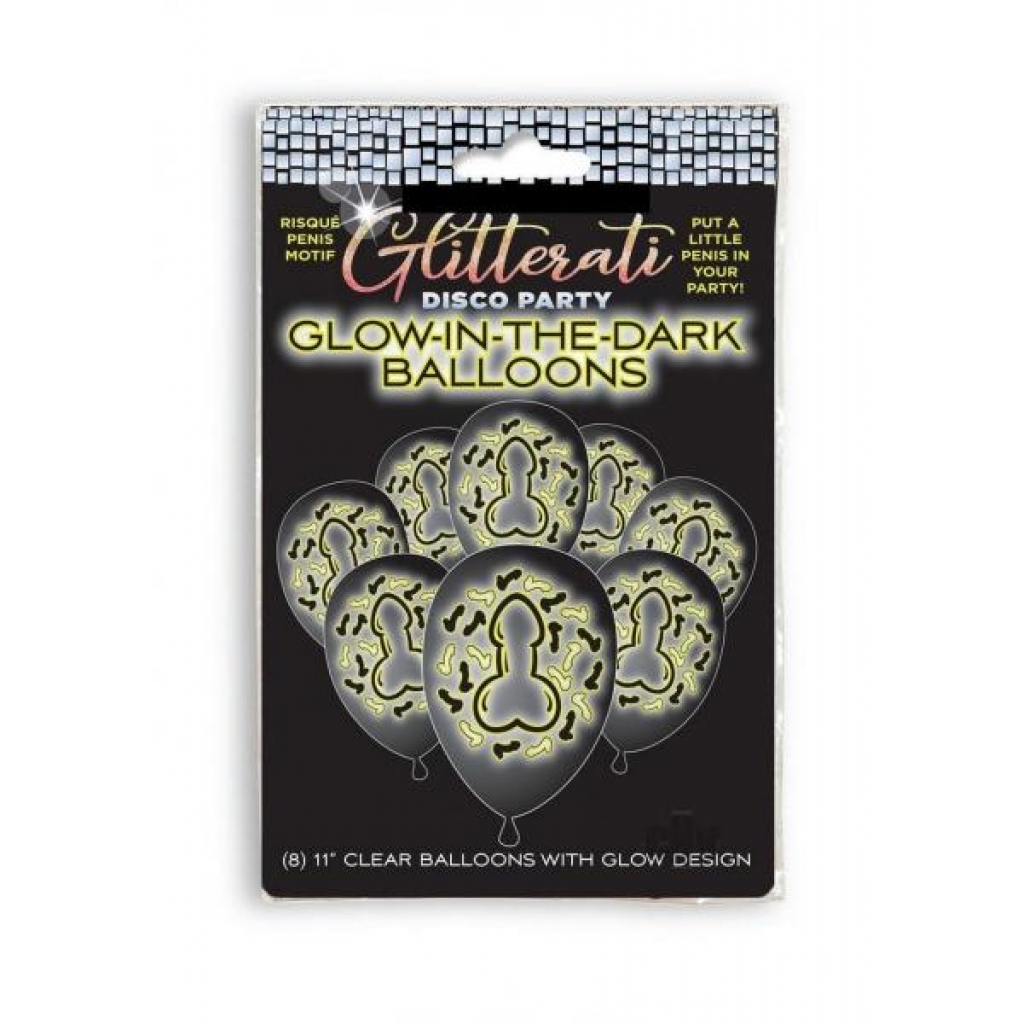 Glitterati Penis Glow Balloons 8pk - Little Genie Productions Llc.