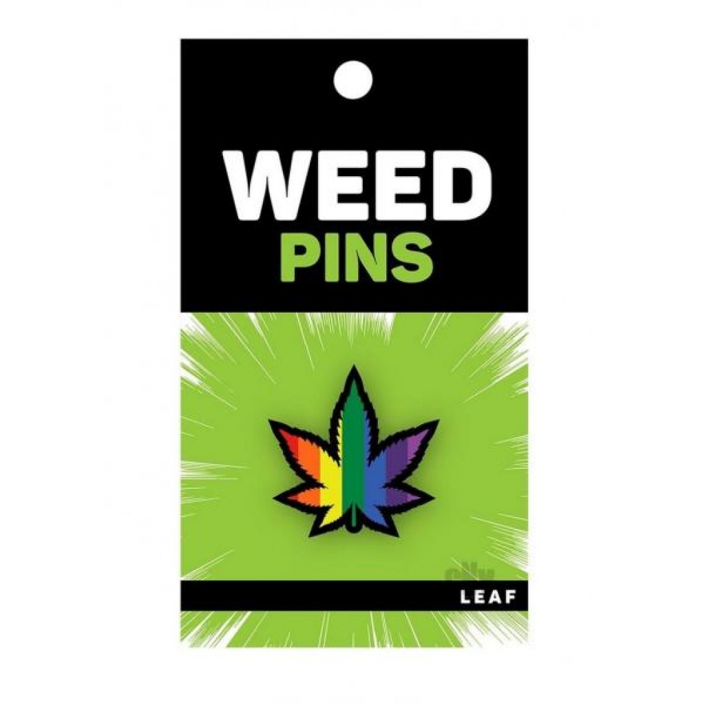 Marijuana Leaf Rainbow Enamel Pin - Wood Rocket Llc