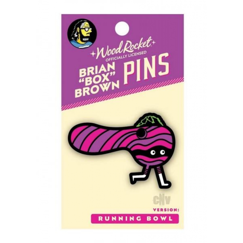 Box Brown Running Bowl Enamel Pin - Wood Rocket Llc