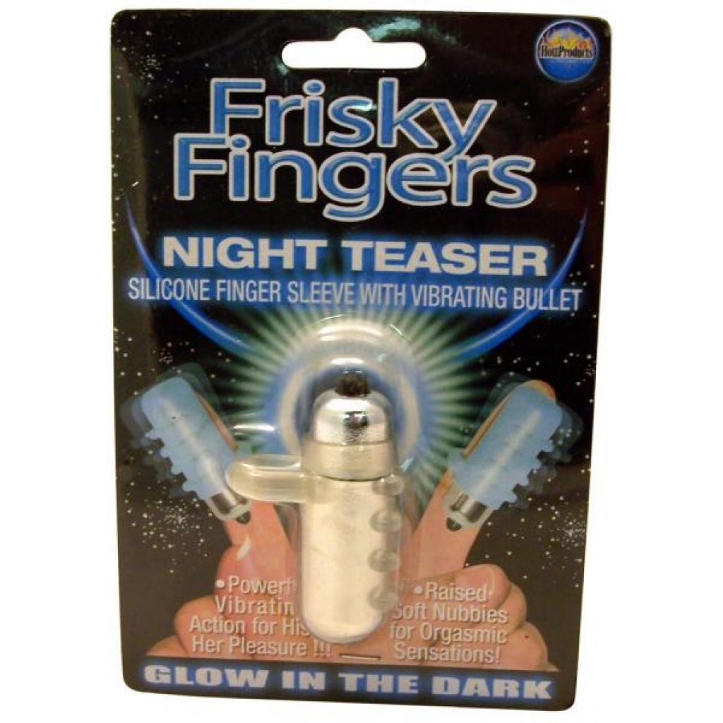 Frisky Fingers Night Teaser Silicone Finger Sleeve With Vibrating Bullet Glow In The Dark - Hott Products