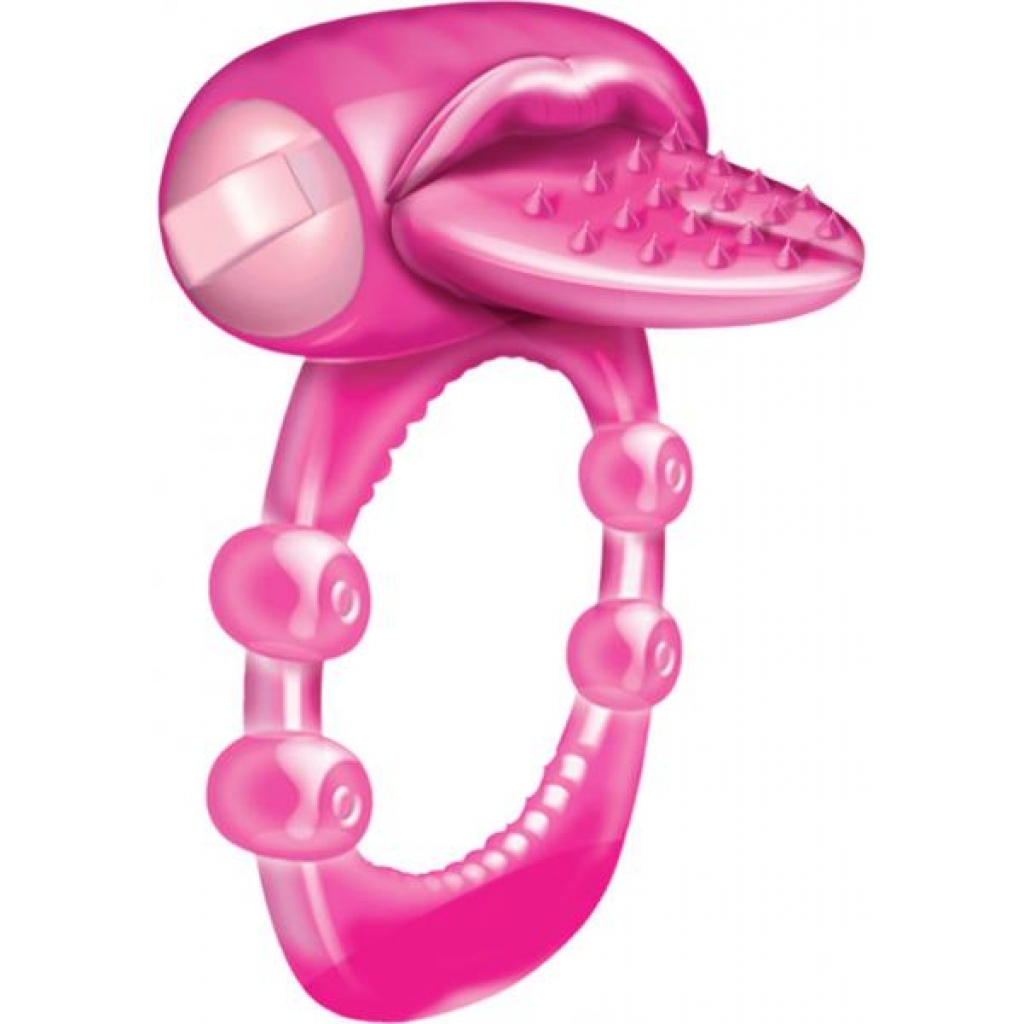 Nubbie Tongue Vibrating Silicone Cock Ring Magenta - Hott Products