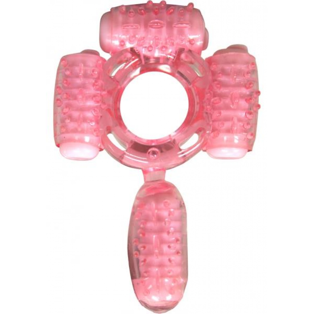 Humm Dinger Super Quad Vibrating Cock Ring Magenta - Hott Products