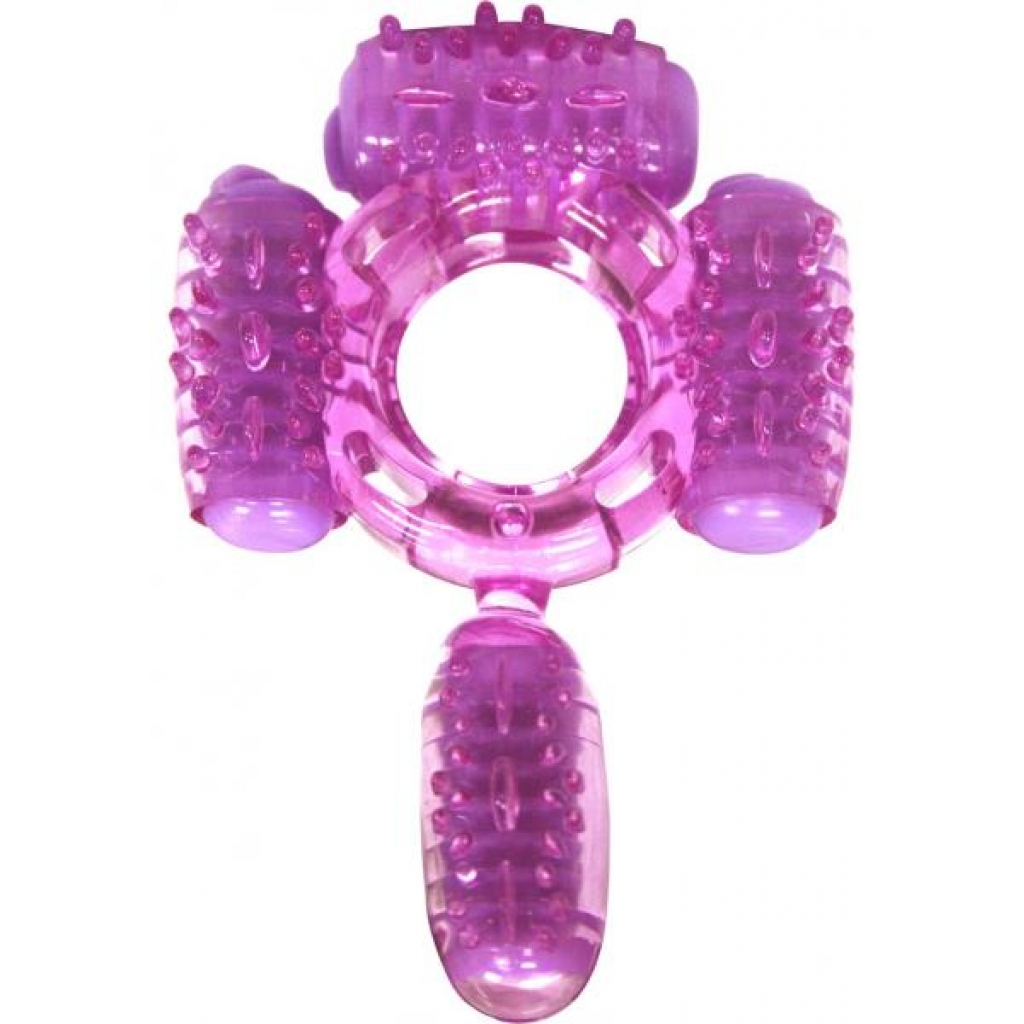 Humm Dinger Super Quad Vibrating Cock Ring Purple - Hott Products