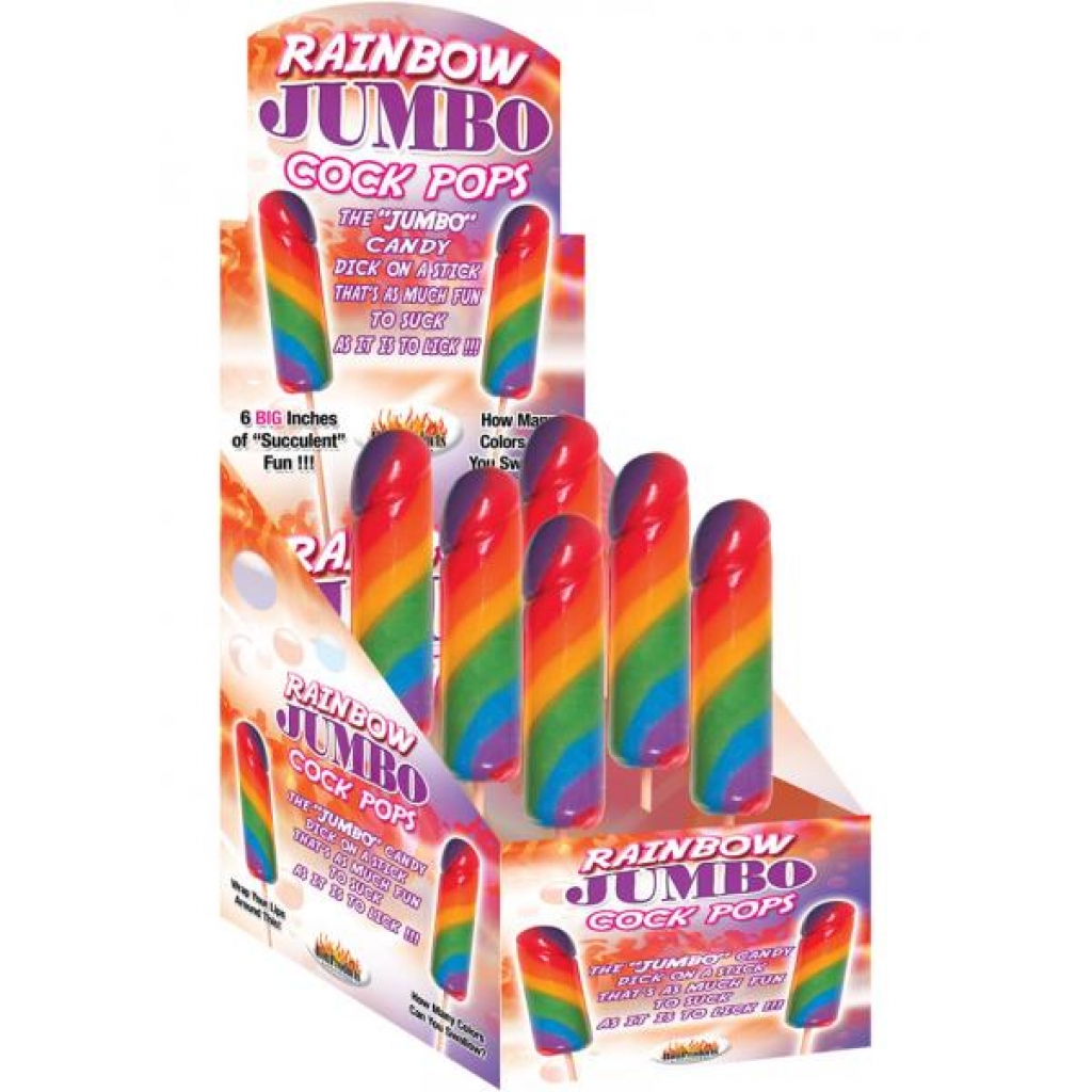 Rainbow Jumbo Cock Pops 6 Per Display - Hott Products