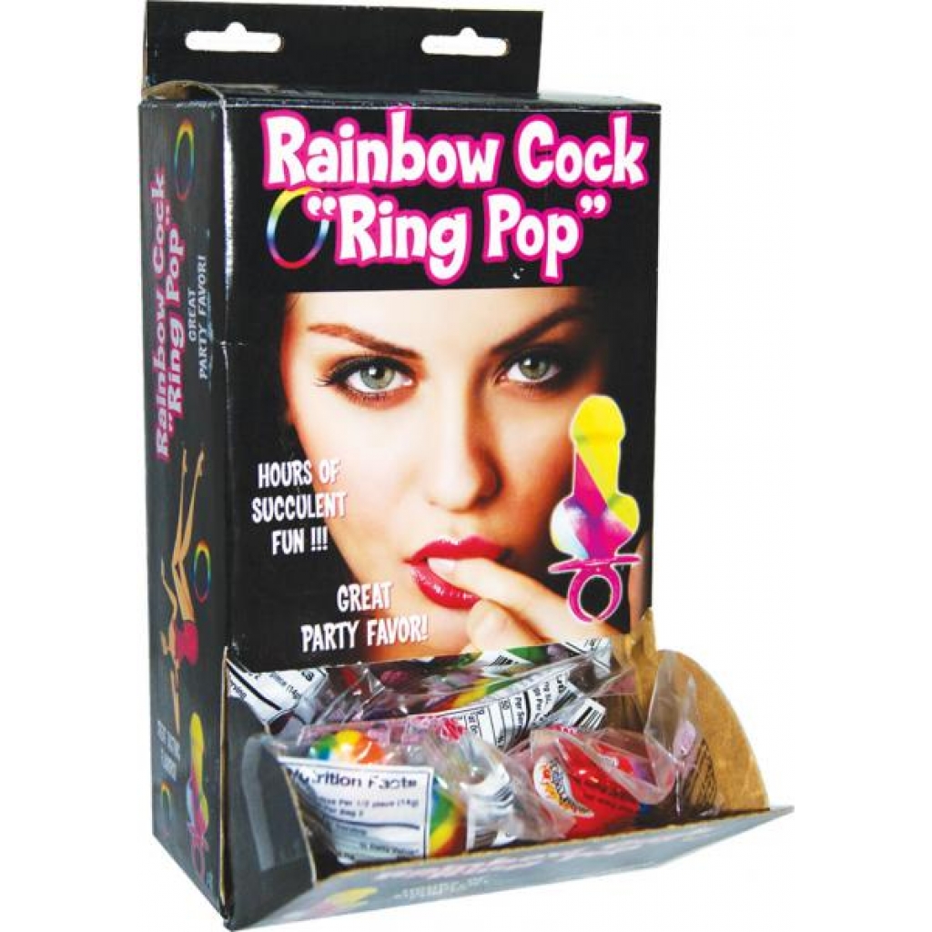 Rainbow Cock Ring Pop 12 Per Display - Hott Products