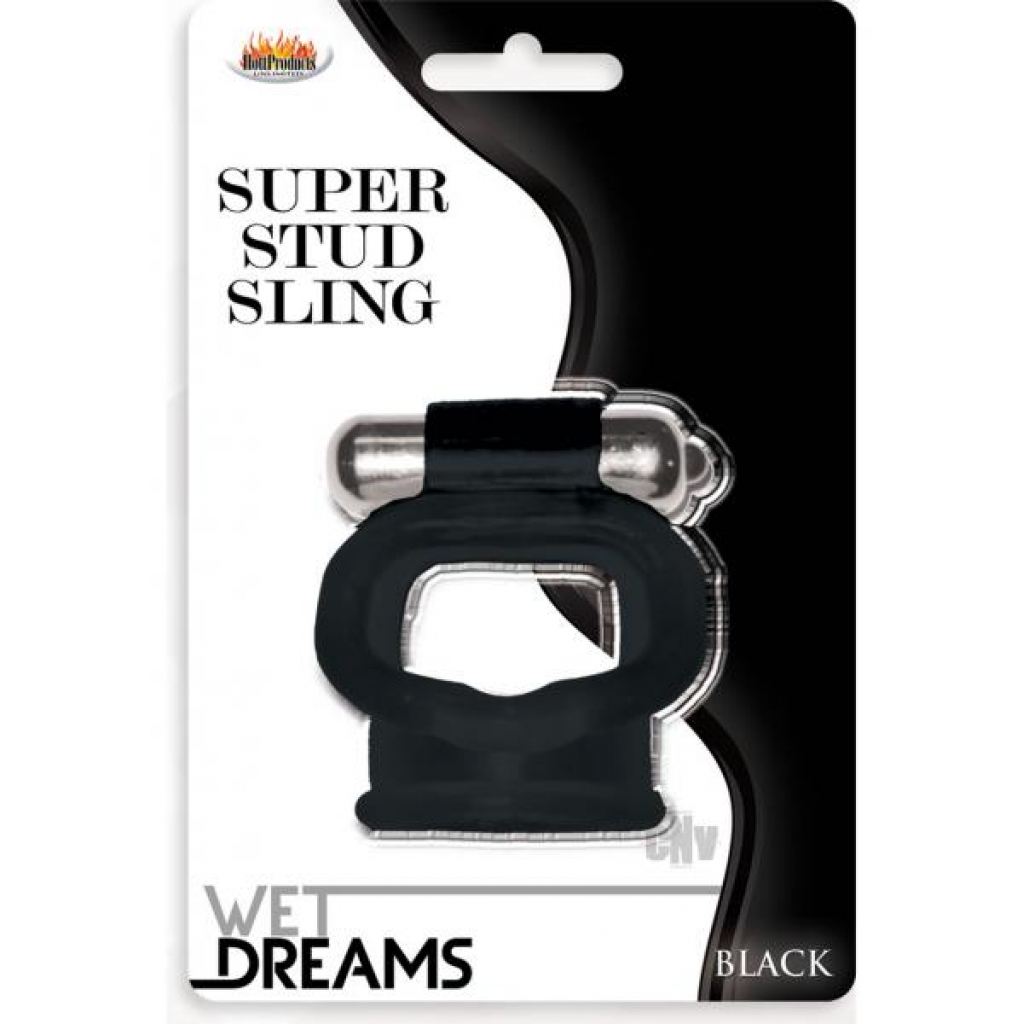 Wet Dreams Vibrating Super Stud Sling Black - Hott Products