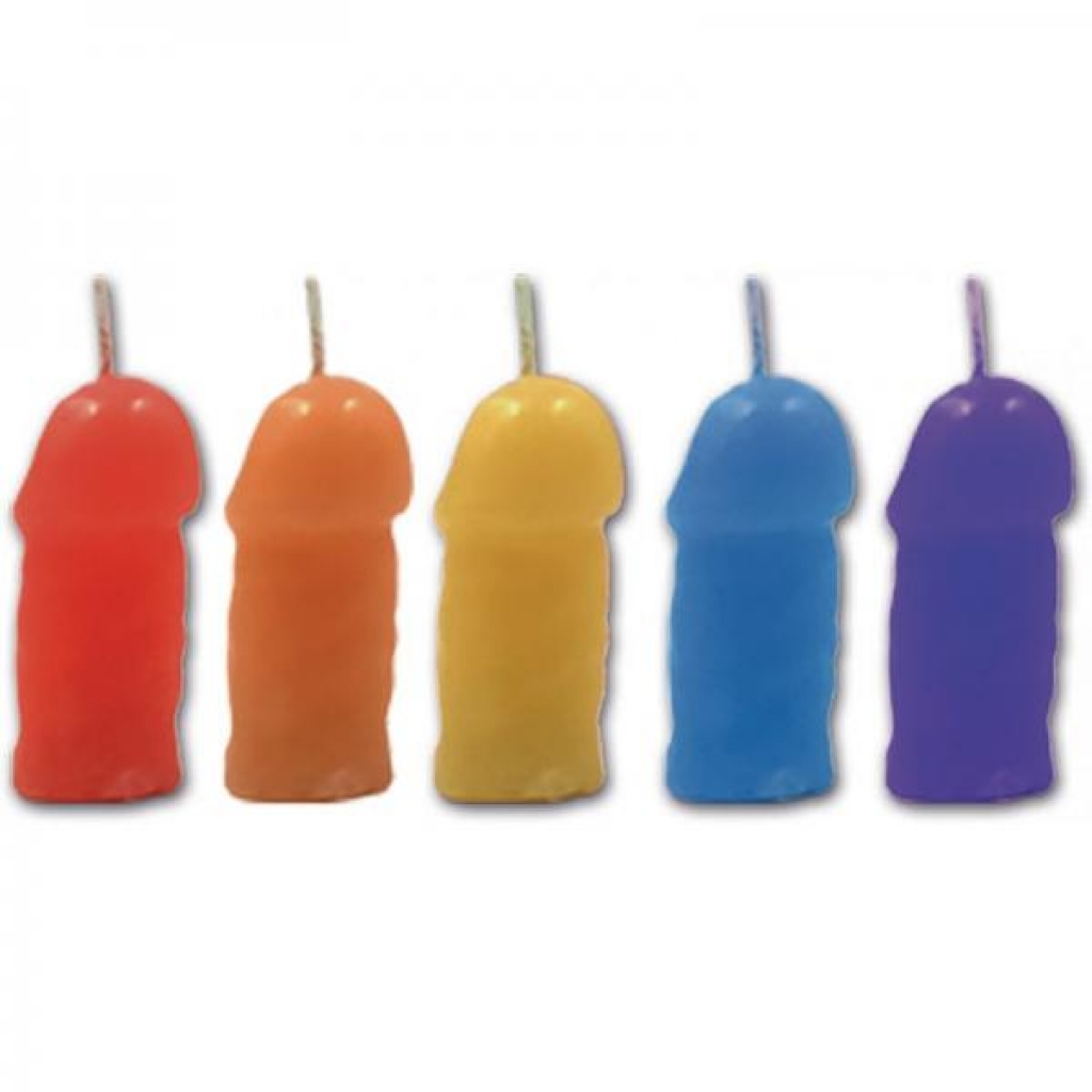 Rainbow Pecker Party Candles 5 Pack Assorted Colors - Hott Products