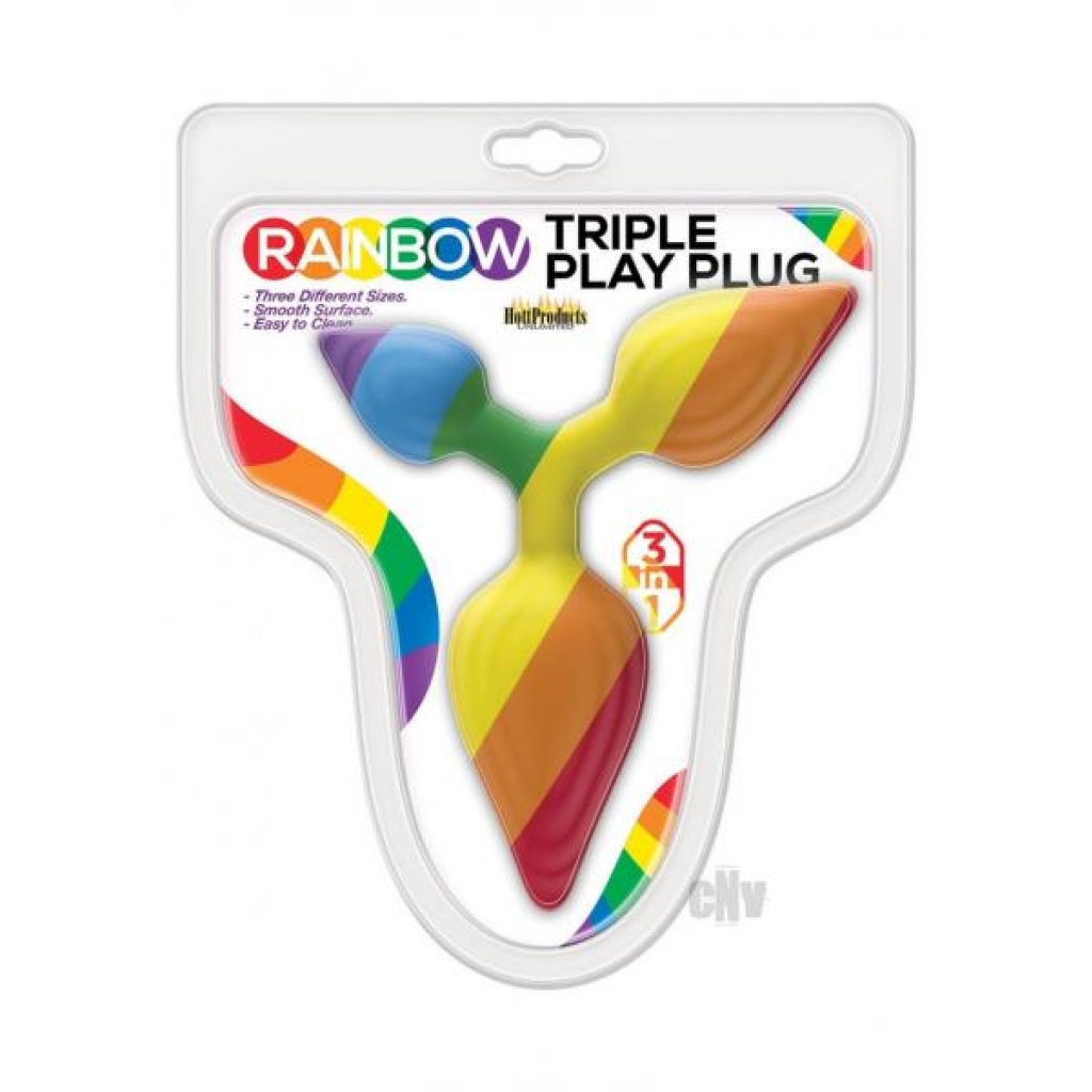 Rainbow Triple Play Butt Plug  - Hott Products