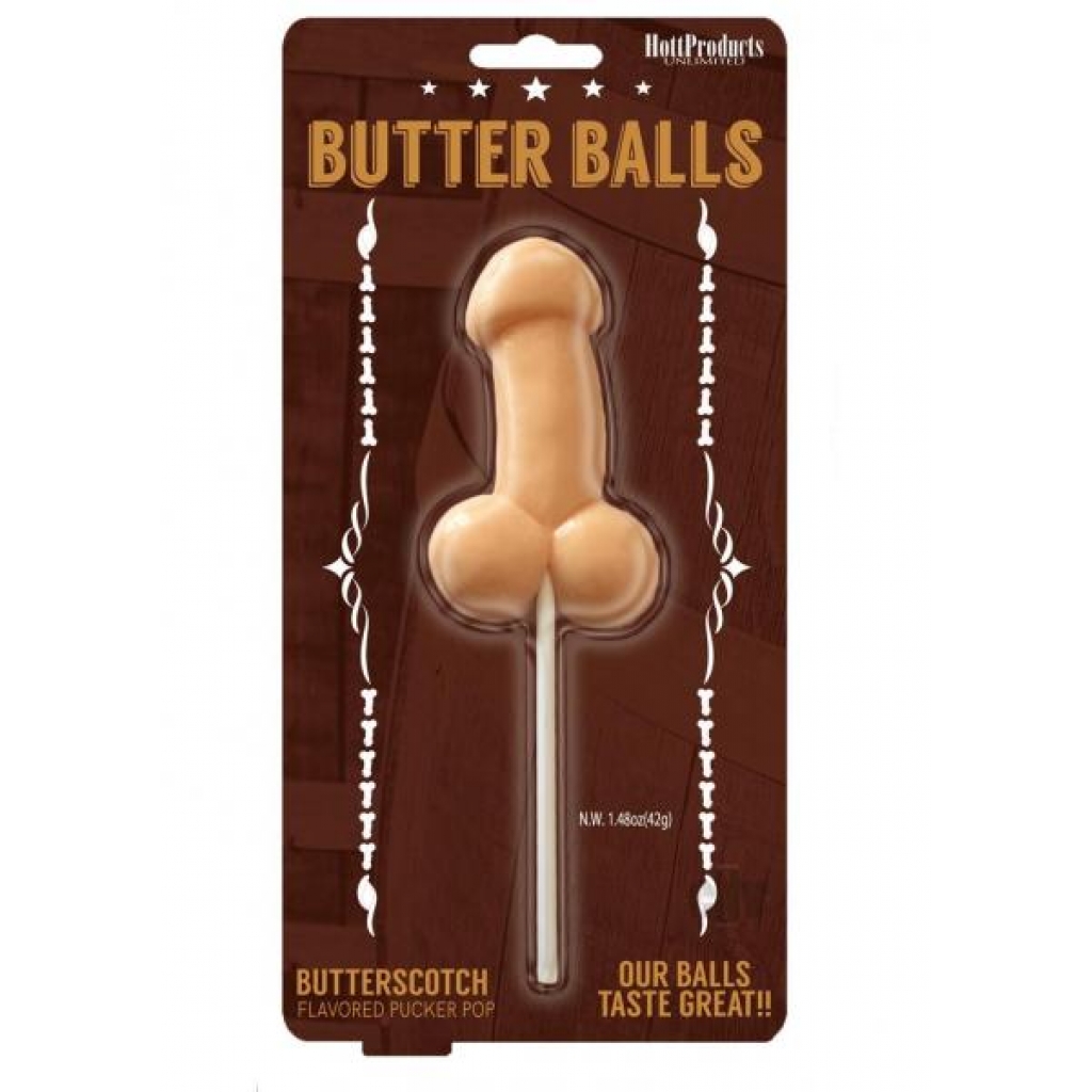 Butter Balls Butterscotch Flavored Lollipop - Playful Pecker Pop