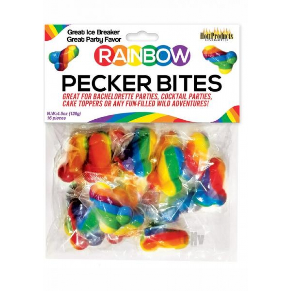 Rainbow Pecker Bites Candy 16 Pieces - Hott Products