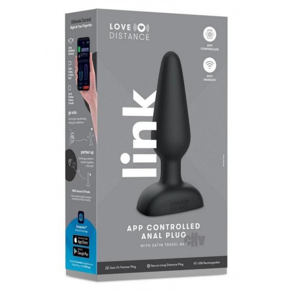 Love Distance Link Vibrating Butt Plug - Black