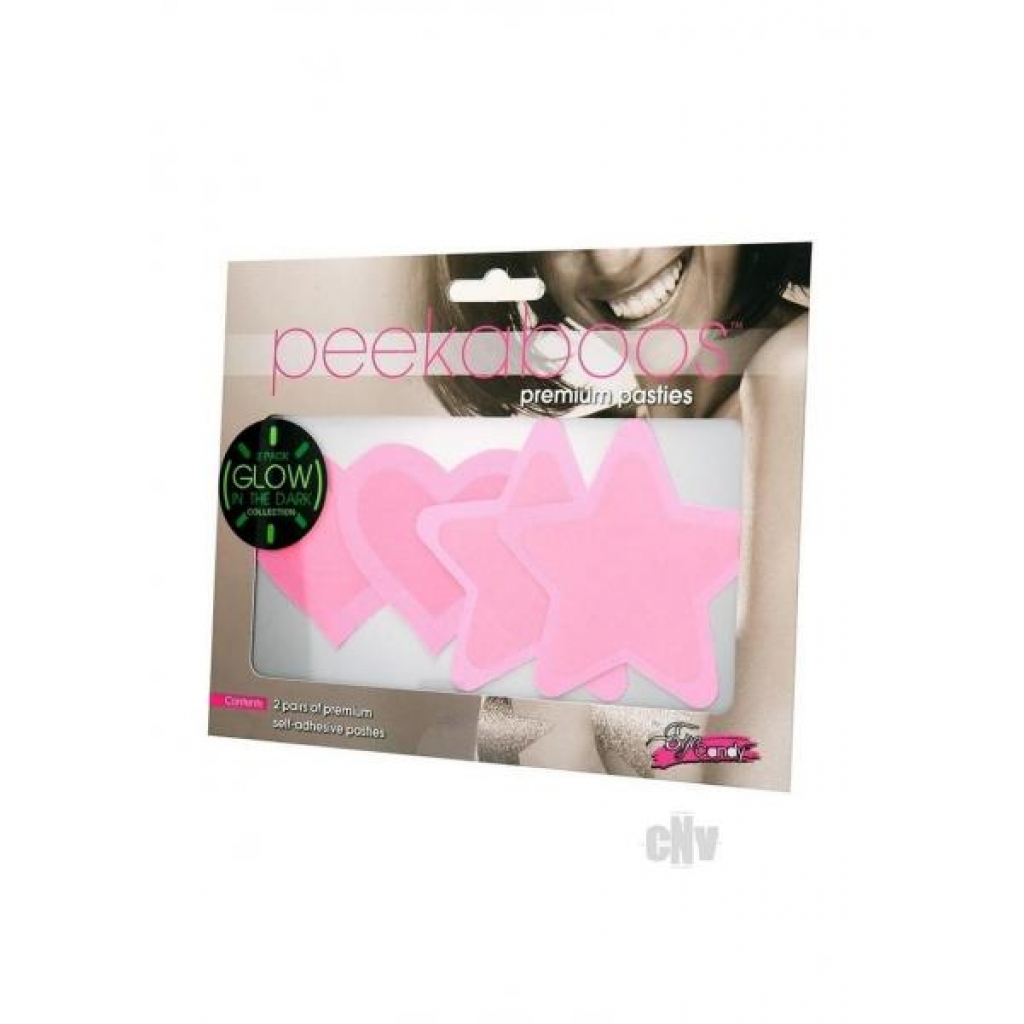 Peekaboo Gitd Hearts/Stars - Hot Pink