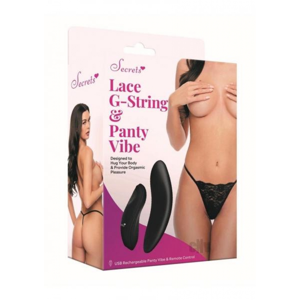 Lace G-String Panty with Remote-Controlled Vibe - Black O/S