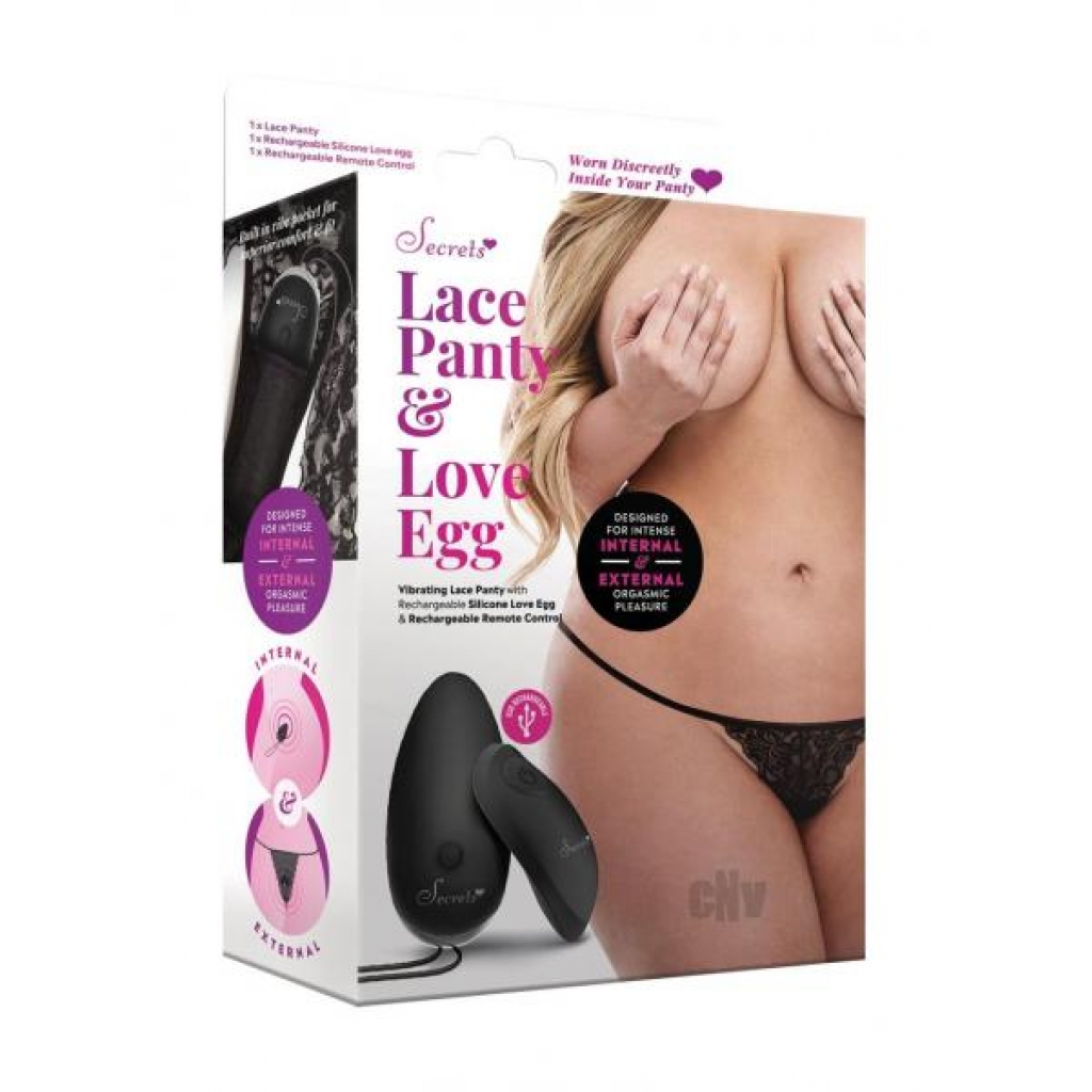 Lace Panty with Remote-Controlled Love Egg - Black