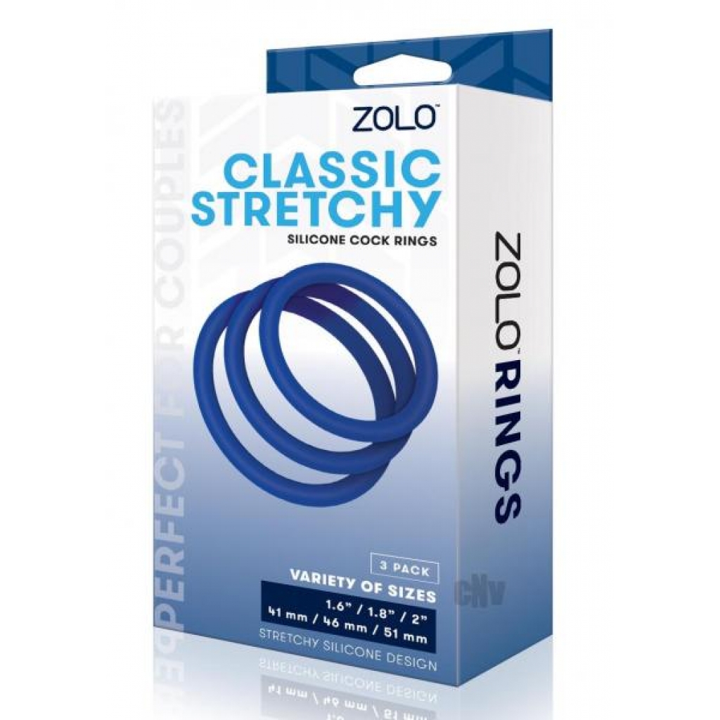 Zolo Stretchy Cock Ring 3pk Navy - Xgen, Llc.