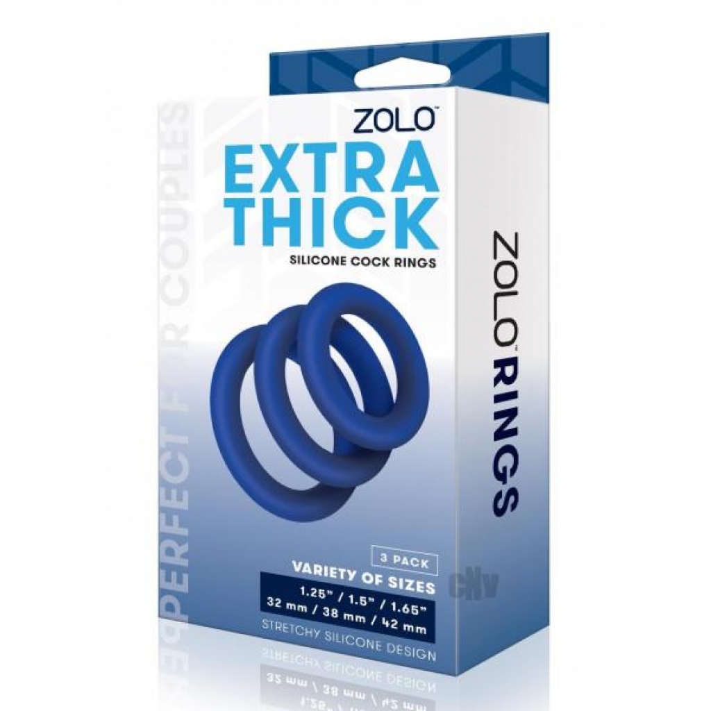 Zolo Extra Thick Cock Ring 3pk Navy - Xgen, Llc.