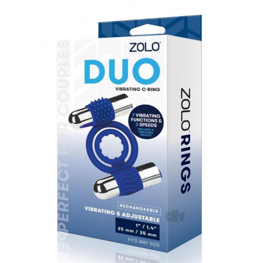 Zolo Recharge Duo Vibe Cock Ring in Navy