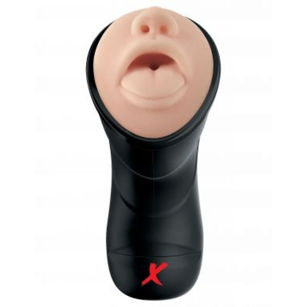 PDX Elite Deep Throat Vibrating Stroker Beige - Pipedream 