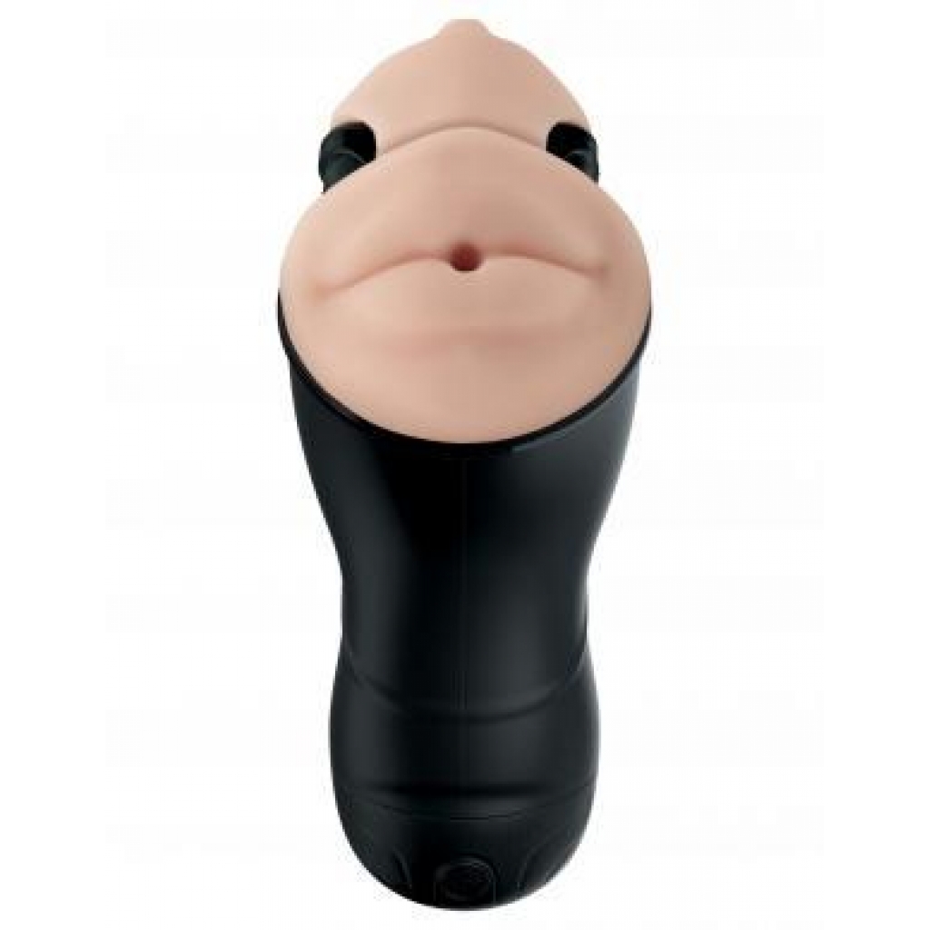 PDX Elite Double Penetration Vibrating Stroker Beige - Pipedream