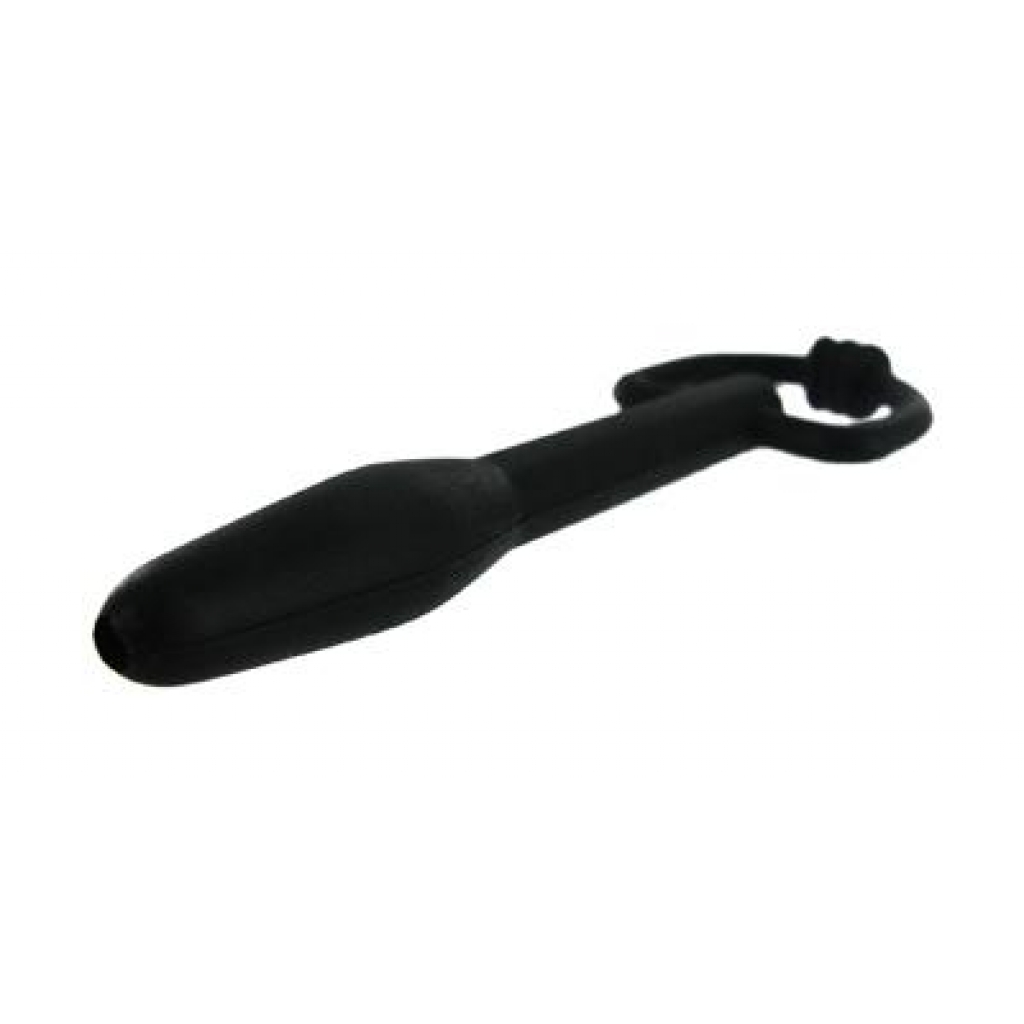 Silicone Cum Thru D-Ring Penis Plug Black - Xr Brands