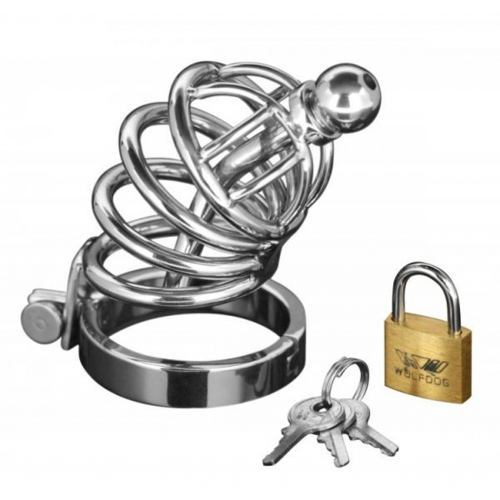 Asylum 4 Ring Chastity Cage Urethral Plug S/M