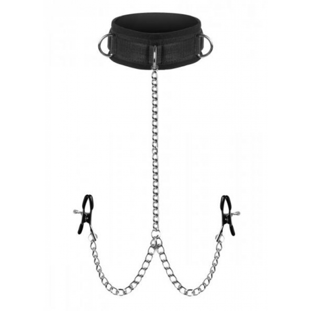 Submission Collar and Nipple Clamps - Perfect for BDSM Enthusiasts