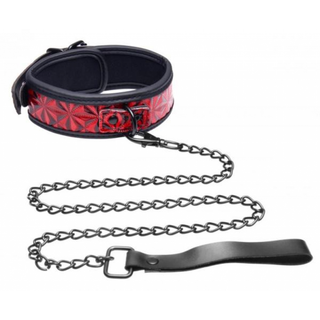 Chained Collar with Leash - Red and Black