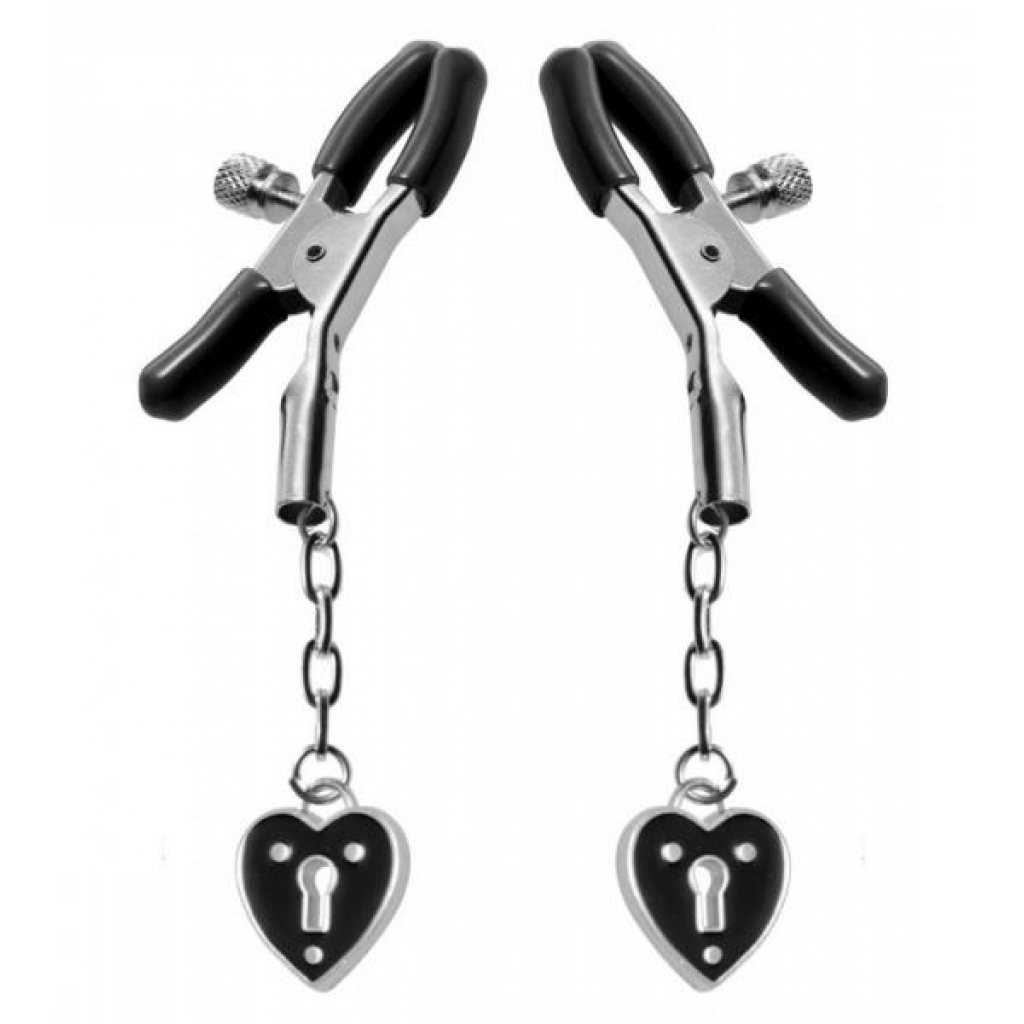 Charmed Heart Padlock Nipple Clamps Black