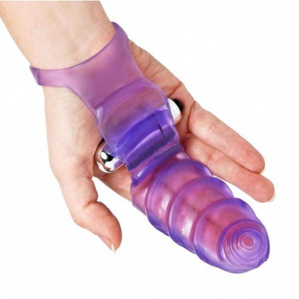 Double Finger Banger Vibrating G-Spot Glove Purple - Xr Brands