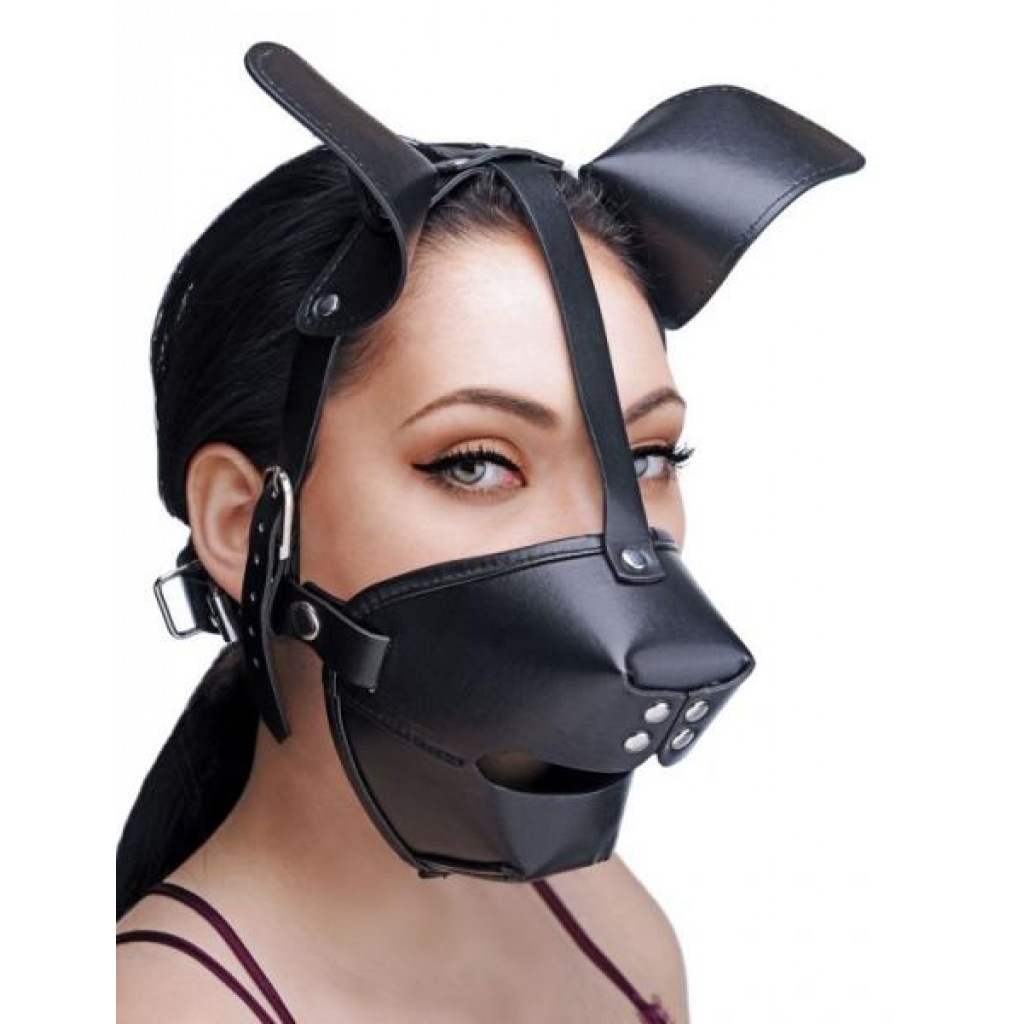 Pup Puppy Play Hood and Breathable Ball Gag Black - Xr Brands