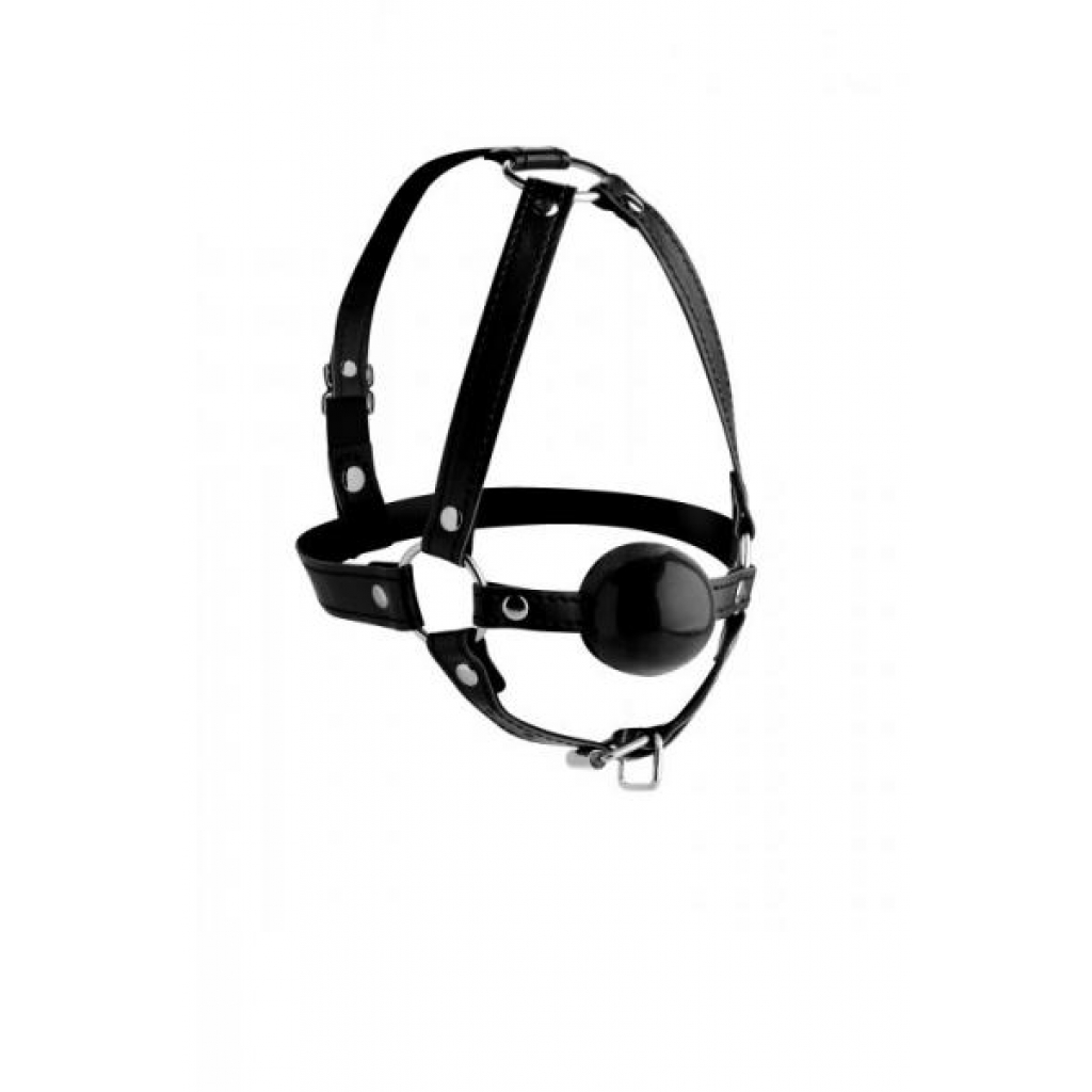 Head Harness With 1.65 Inches Ball Gag Black Leather - Xr Brands