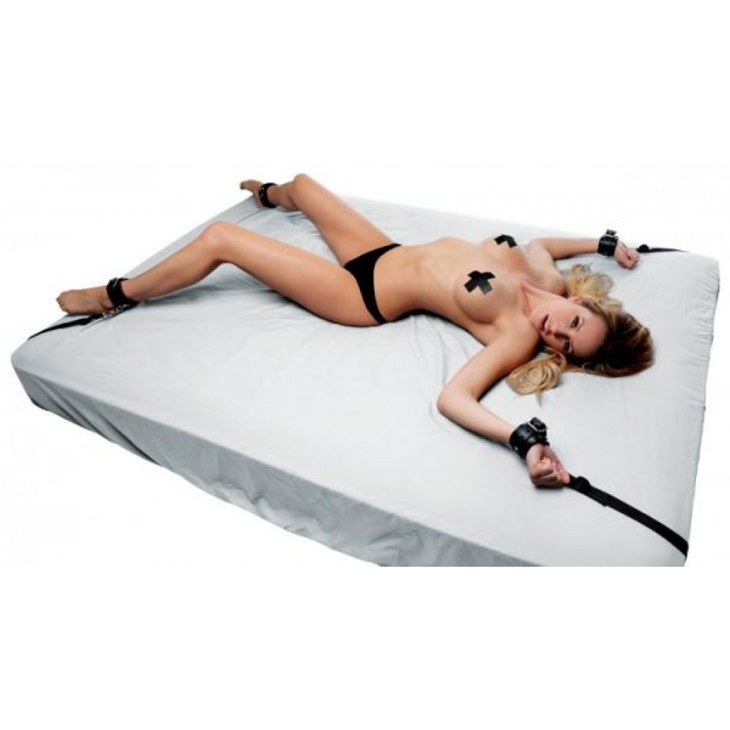 Deluxe Bed Restraint Kit Black Leather - Xr Brands