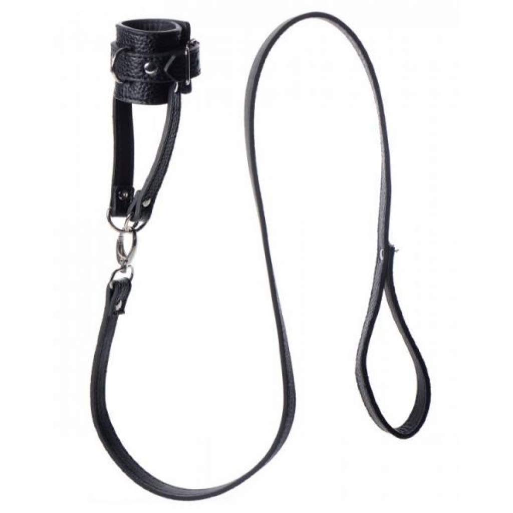 Ball Stretcher With Leash in Black Leather