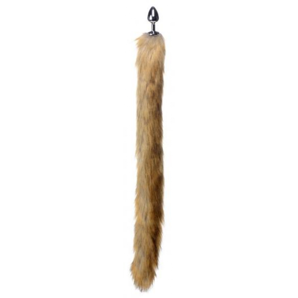 Extra Long Mink Tail Metal Anal Plug Brown - Xr Brands