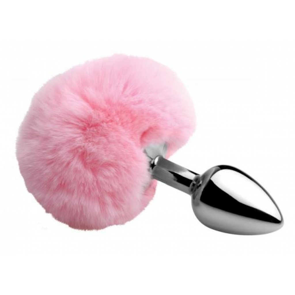 Fluffy Bunny Tail Anal Metal Butt Plug Pink - Xr Brands