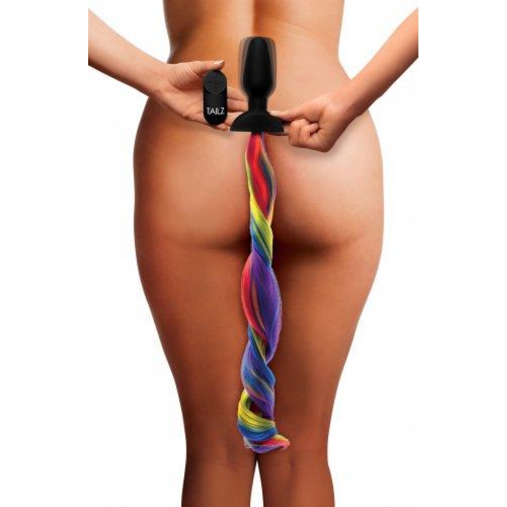 Rainbow Vibrating Pony Tail Anal Plug - Xr Brands