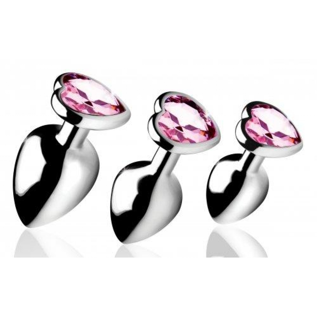 Booty Sparks Pink Heart Gem Anal Plug Set - Xr Brands