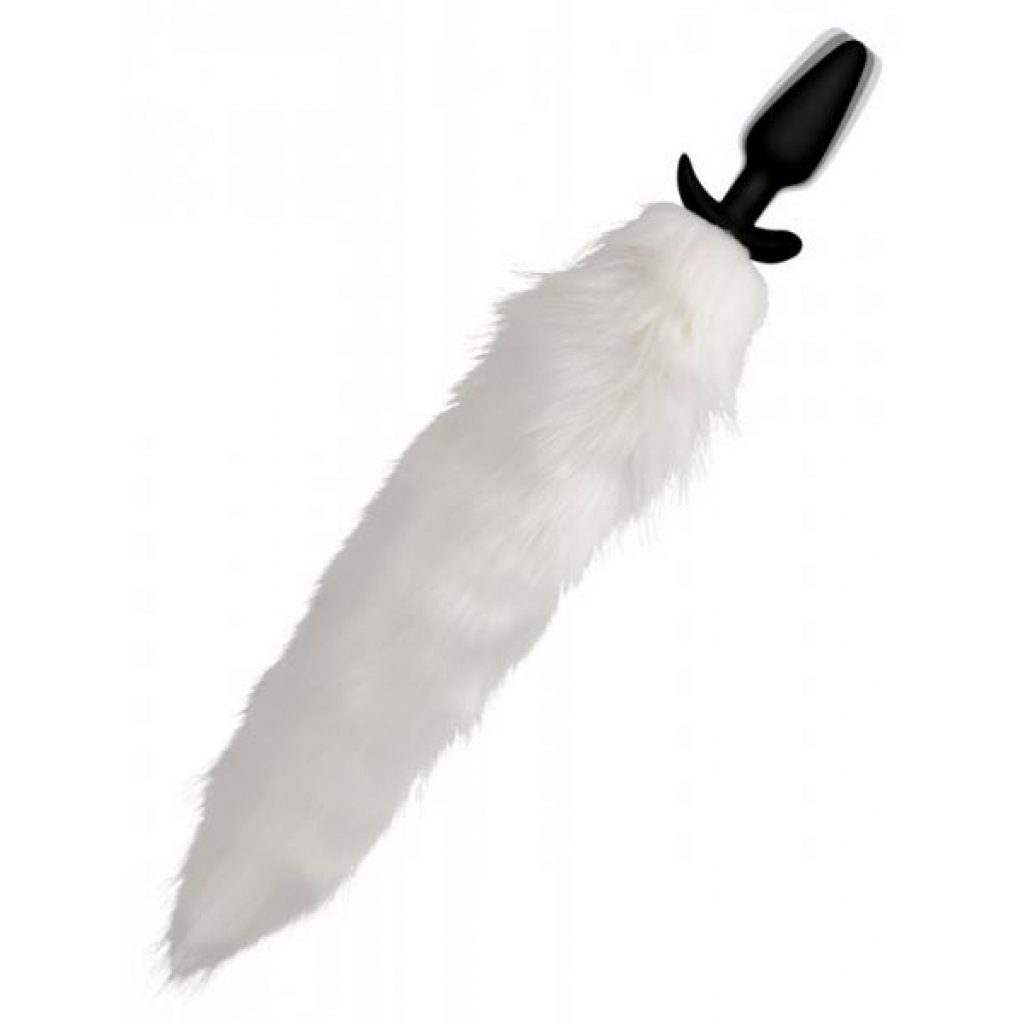 Vibrating White Fox Tail Slender Anal Plug - Xr Brands