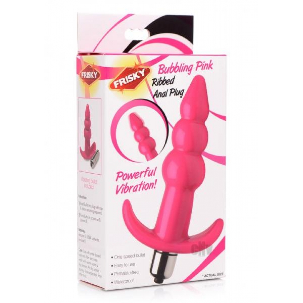 Frisky Bubbling Pink Ribbed Anal Plug - Xr Llc